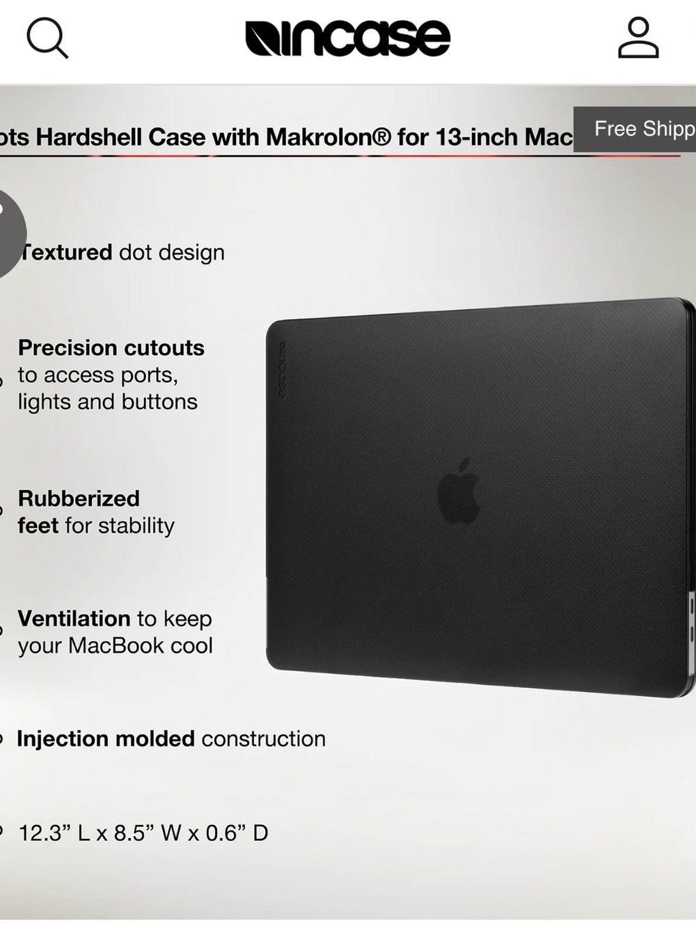 Incase Black Textured Hardshell Case for 13-inch MacBook